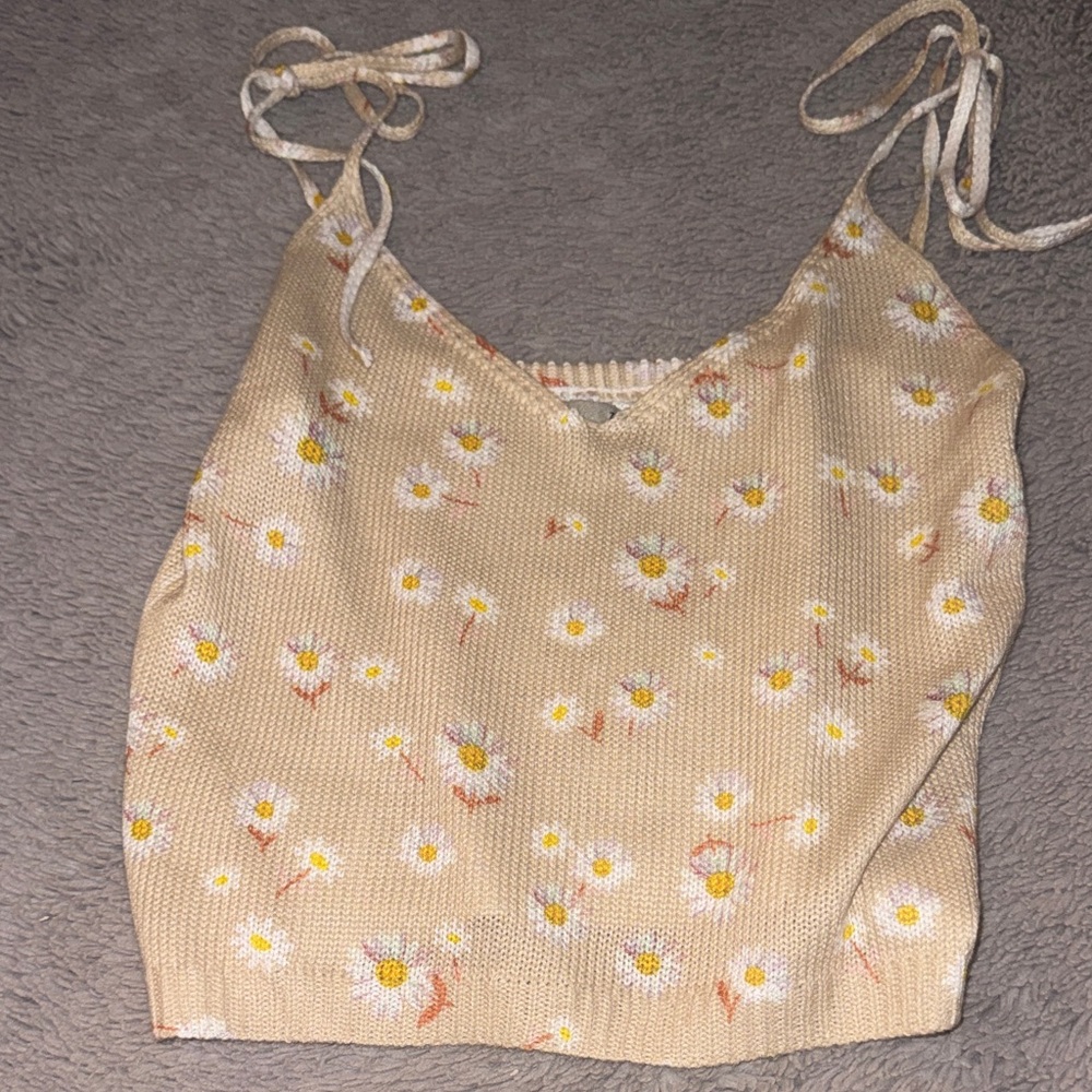 Papaya Cream Floral Knit Camisole